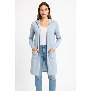 Anthropologie Light Blue Knit Cardigan with Hood S